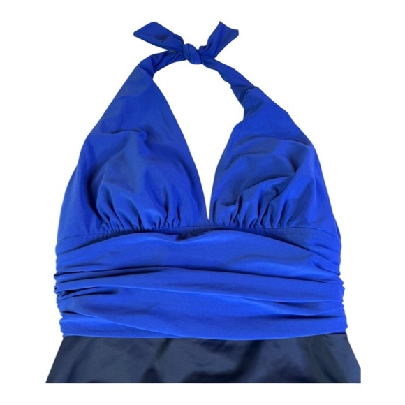 MagicSuit Tummy Control Halter Cinched Waist Colorblock Twilight Blue Size 8 - Picture 11 of 16